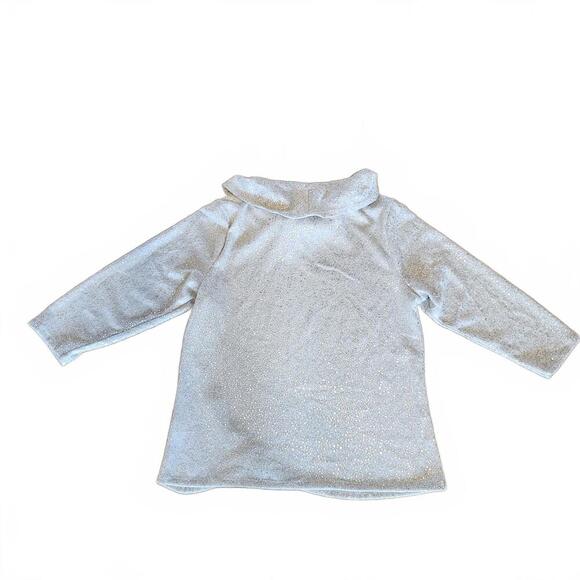 Adrienne Vittadini Shimmering Silver Cowl Neck Sweater Top Large - Picture 3 of 8